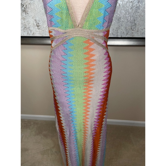 ALEXIS Enna Halterneck Crochet Multicolor Missoni Pattern Maxi Dress Size M - Picture 7 of 11